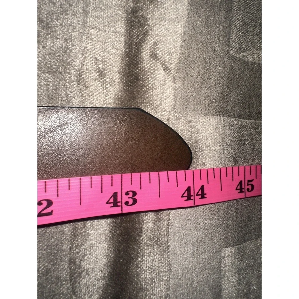 Tommy Hilfiger Belt Mens 36/90 Brown Imitation Leather Silver‎ Buckle Flag Logo